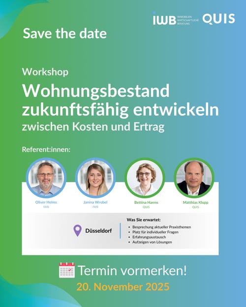 Workshop Wohnungsbestand zukunftsfähig entwickeln –  zwischen Kosten und Ertrag 2025