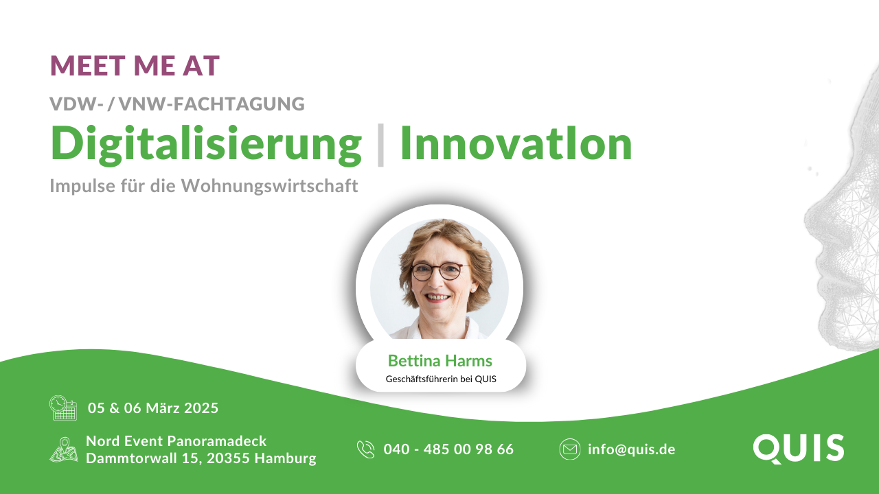 VDW-/VNW-Fachtagung Digitalisierung und Innovation 2025 in Hamburg mit QUIS und Bettina Harms