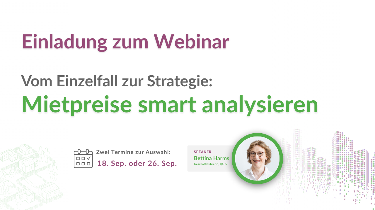 Einladung zum Webinar Mietpreise smart analysieren mit Bettina Harms