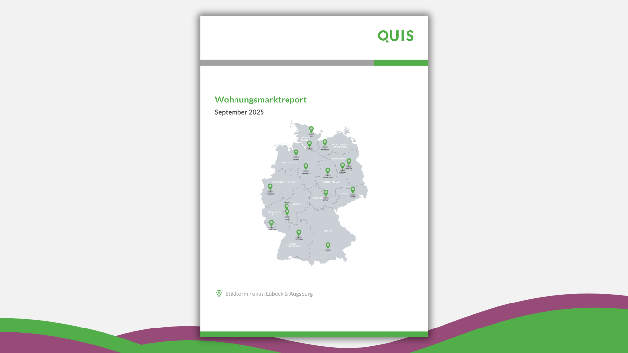 Titelbild QUIS Wohnungsmarktreport September 2025 mit Fokus auf Lübeck und Augsburg