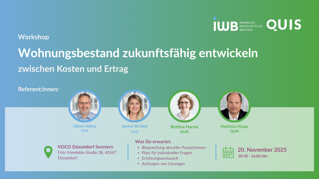 Workshop Wohnungsbestand zukunftsfähig entwickeln