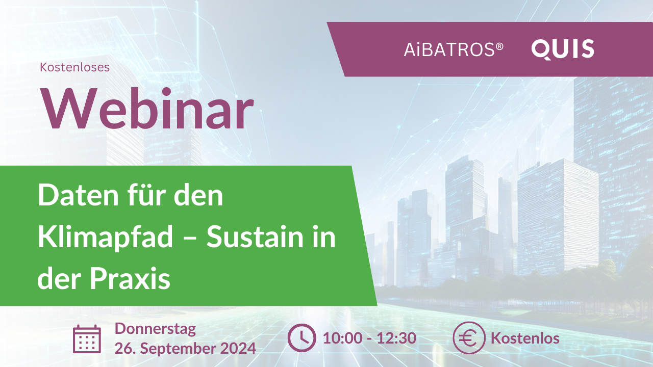 Webinar-Banner mit Thema Daten für den Klimapfad – Sustain in der Praxis