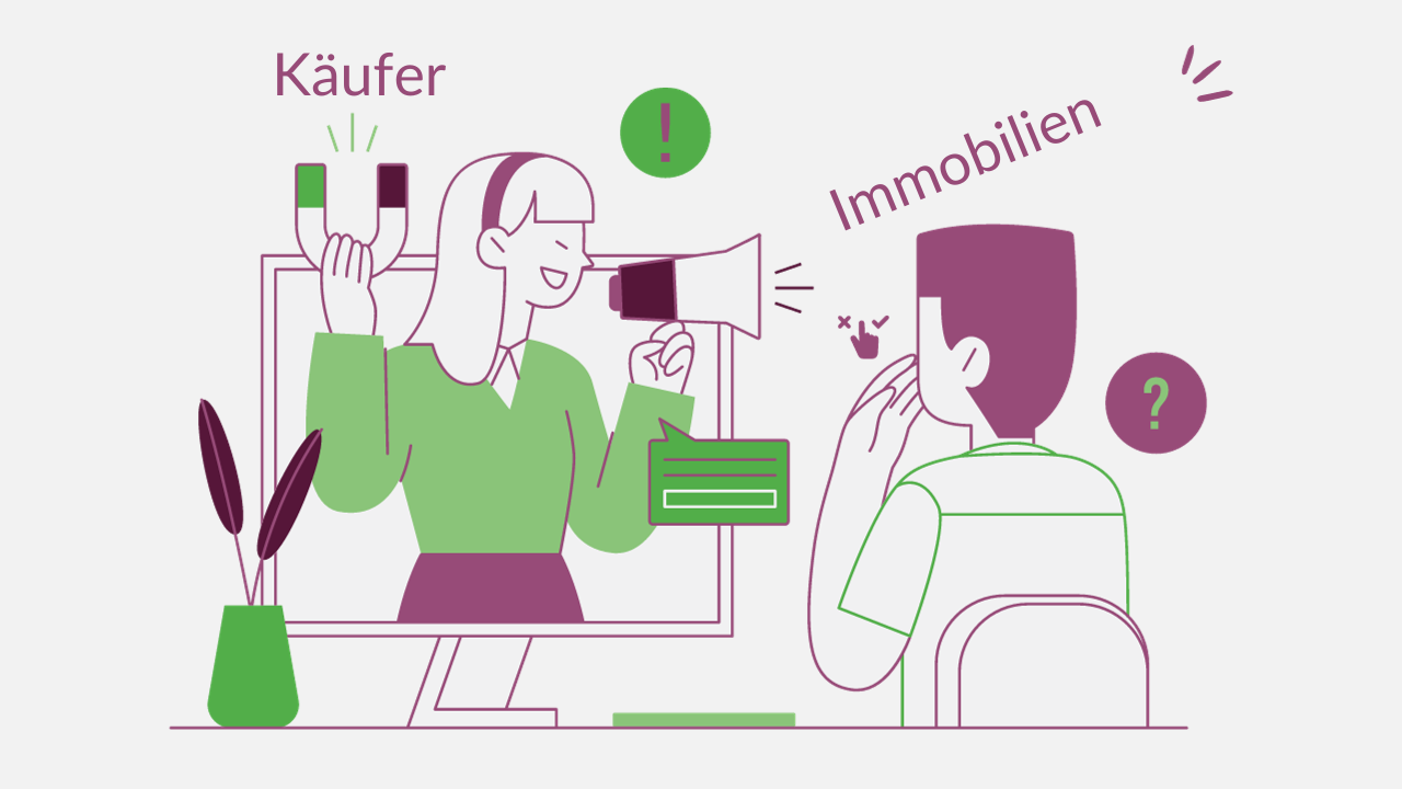 Immobilienmakler, die vor einem Kaufinteressenten werben